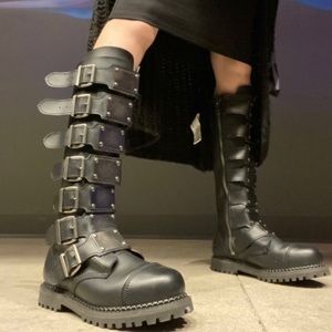 Women's Black Buckle Boots